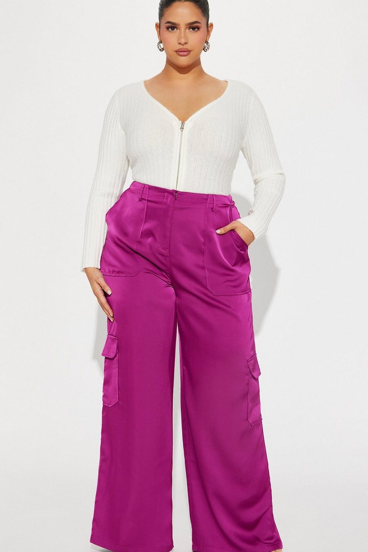 Pretty Girl Satin Cargo Pant - Magenta
