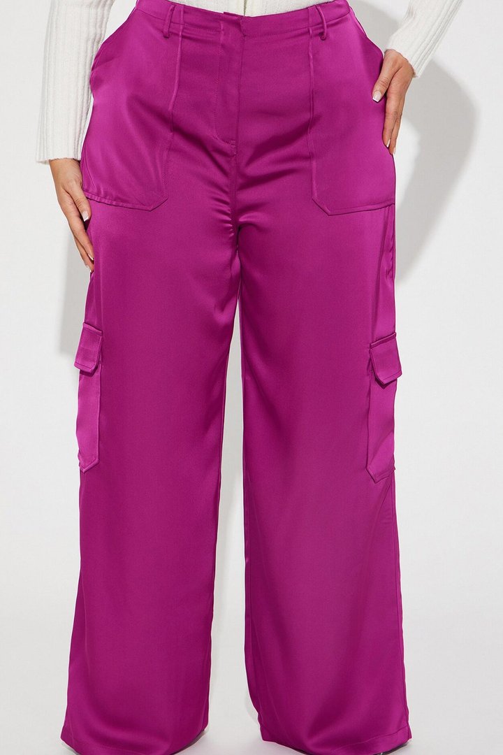 Pretty Girl Satin Cargo Pant - Magenta
