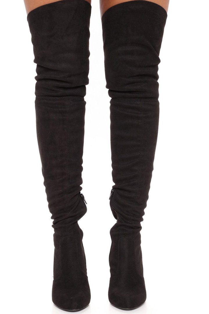 No Problems Here Over The Knee Boots - Black