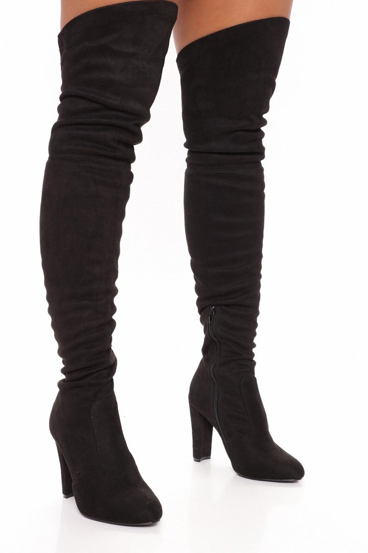 No Problems Here Over The Knee Boots - Black