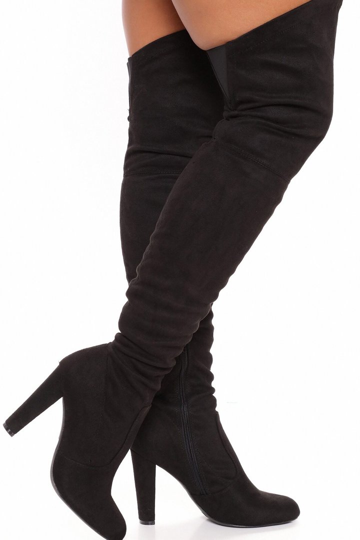 No Problems Here Over The Knee Boots - Black