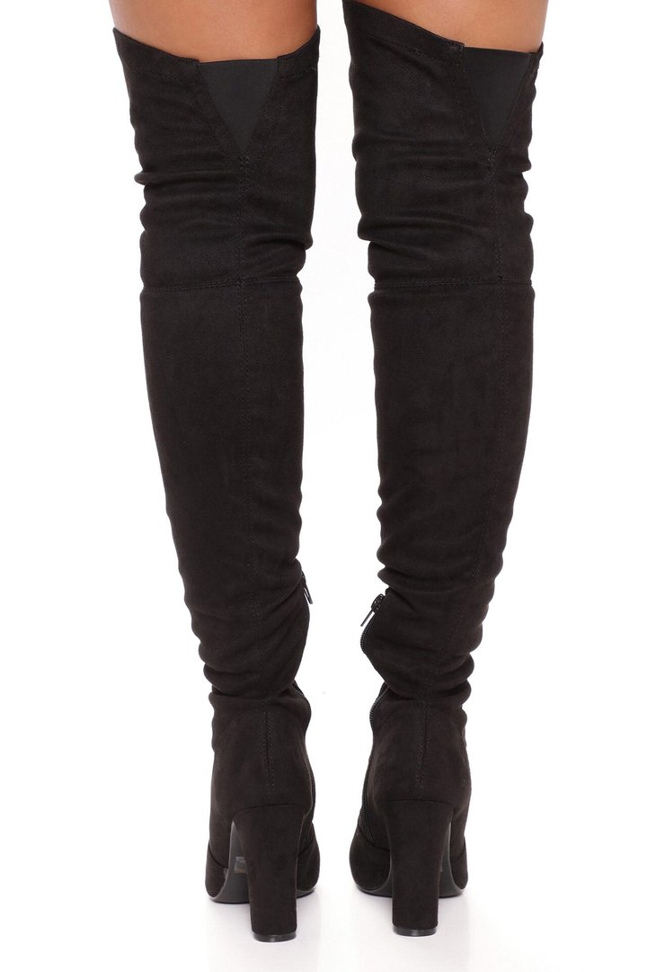 No Problems Here Over The Knee Boots - Black