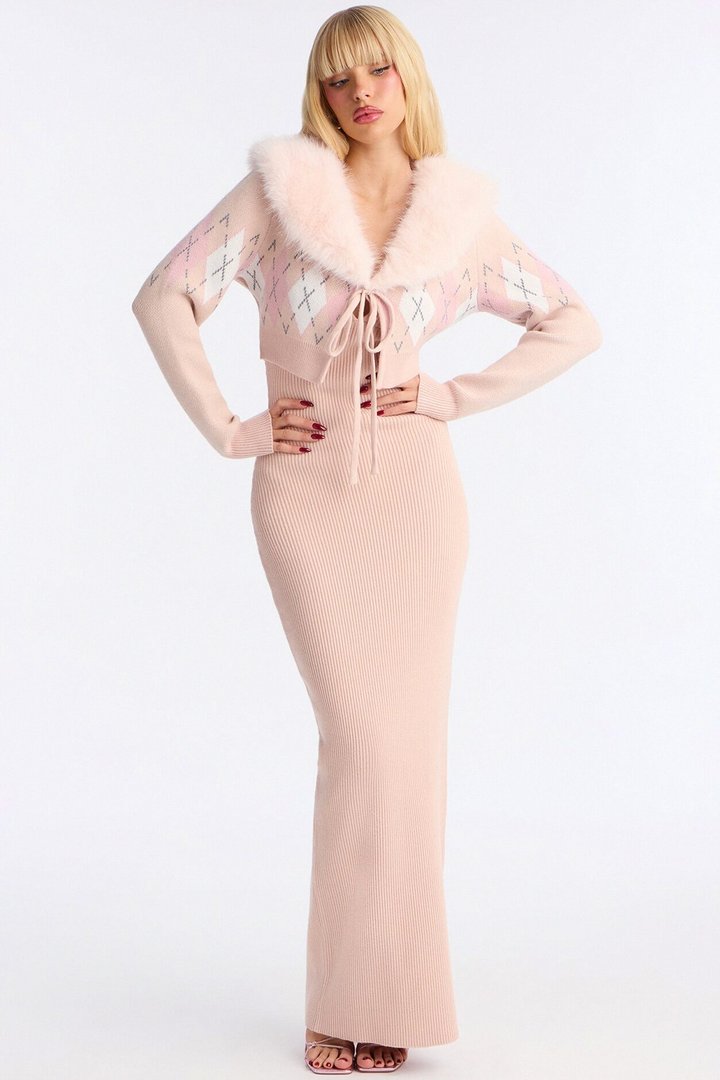 Aspen Sweater Maxi Dress Set - Pink