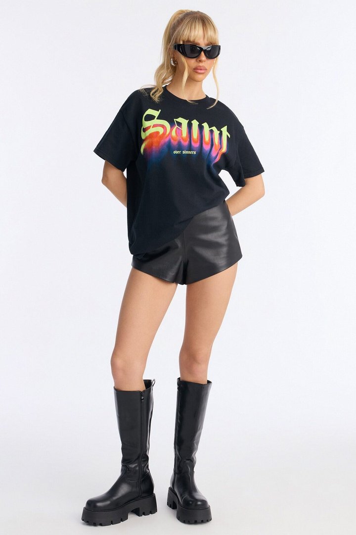 Saint Over Sinner Oversize Tee - Black