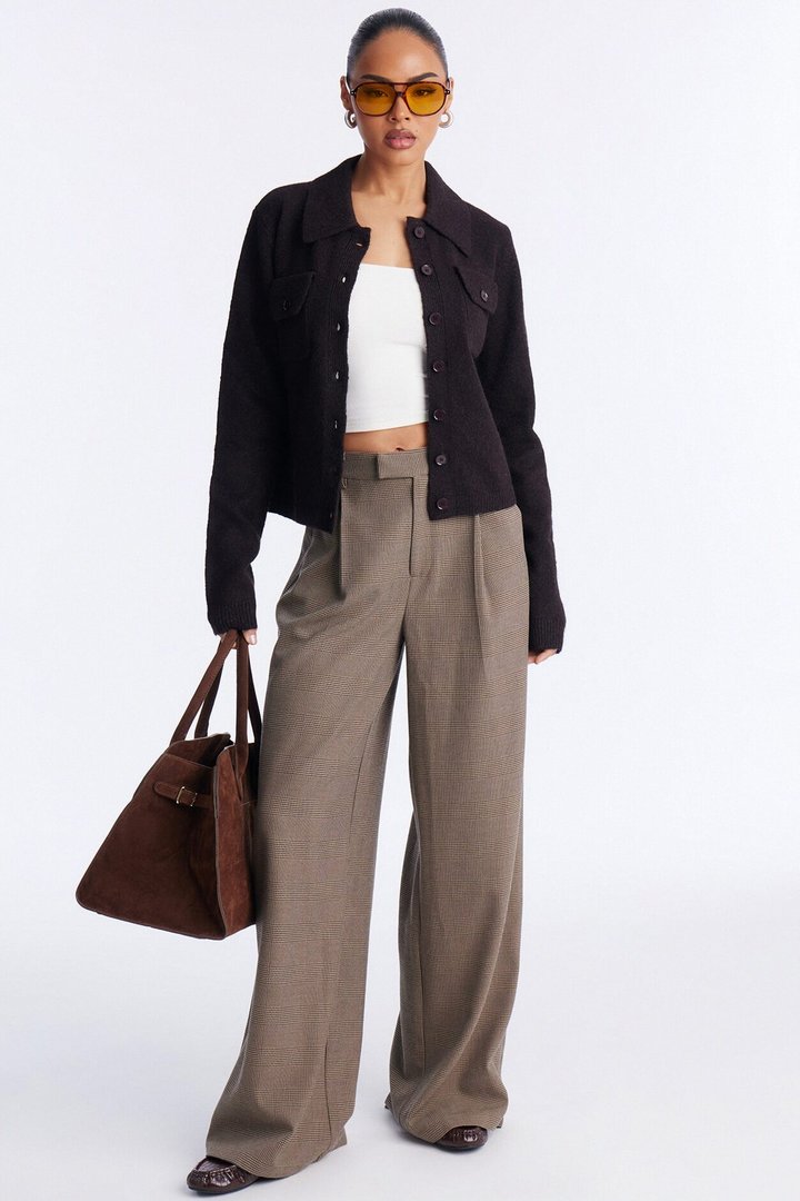 Chic And Confident Cardigan Sweater - Chocolate