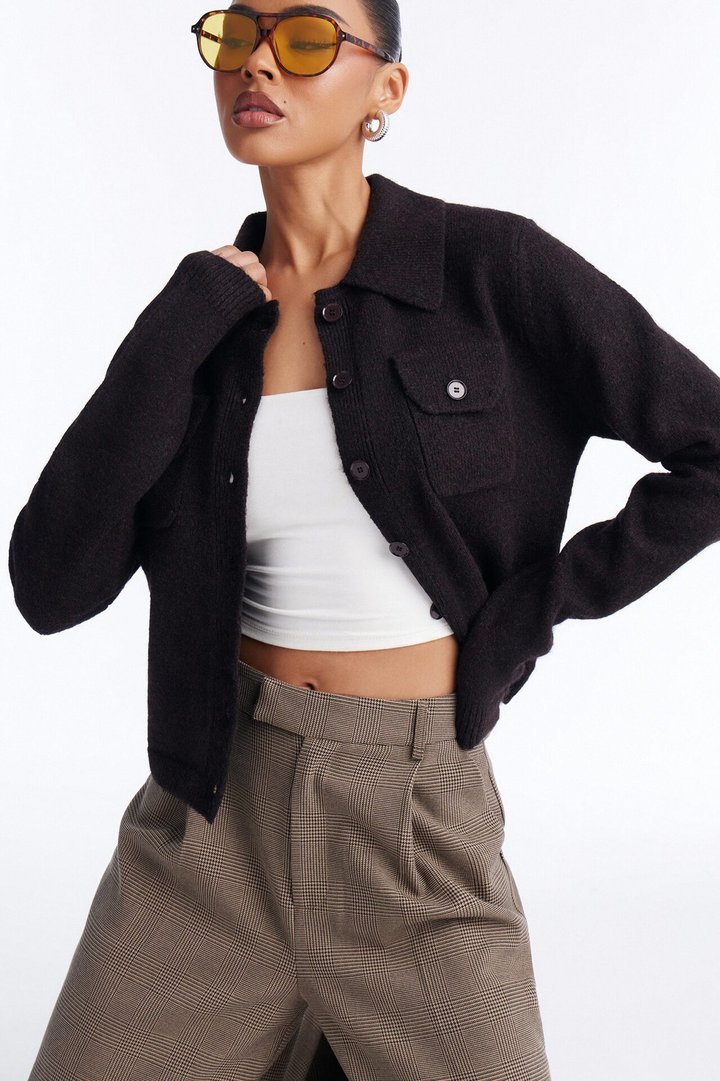 Chic And Confident Cardigan Sweater - Chocolate