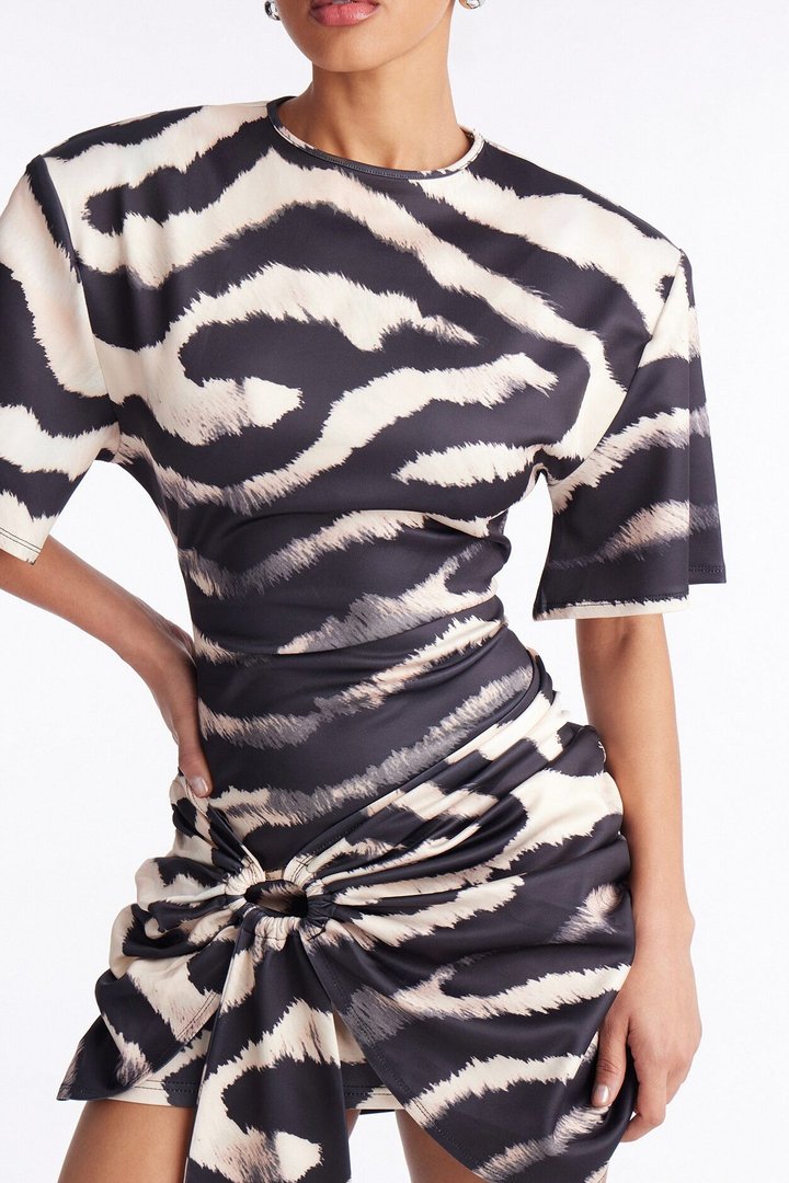 Catwalk Draped Scuba Mini Dress - Black/combo