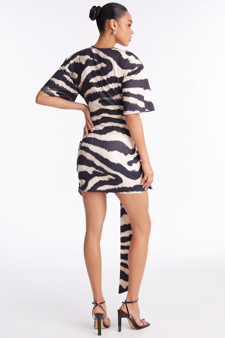 Catwalk Draped Scuba Mini Dress - Black/combo