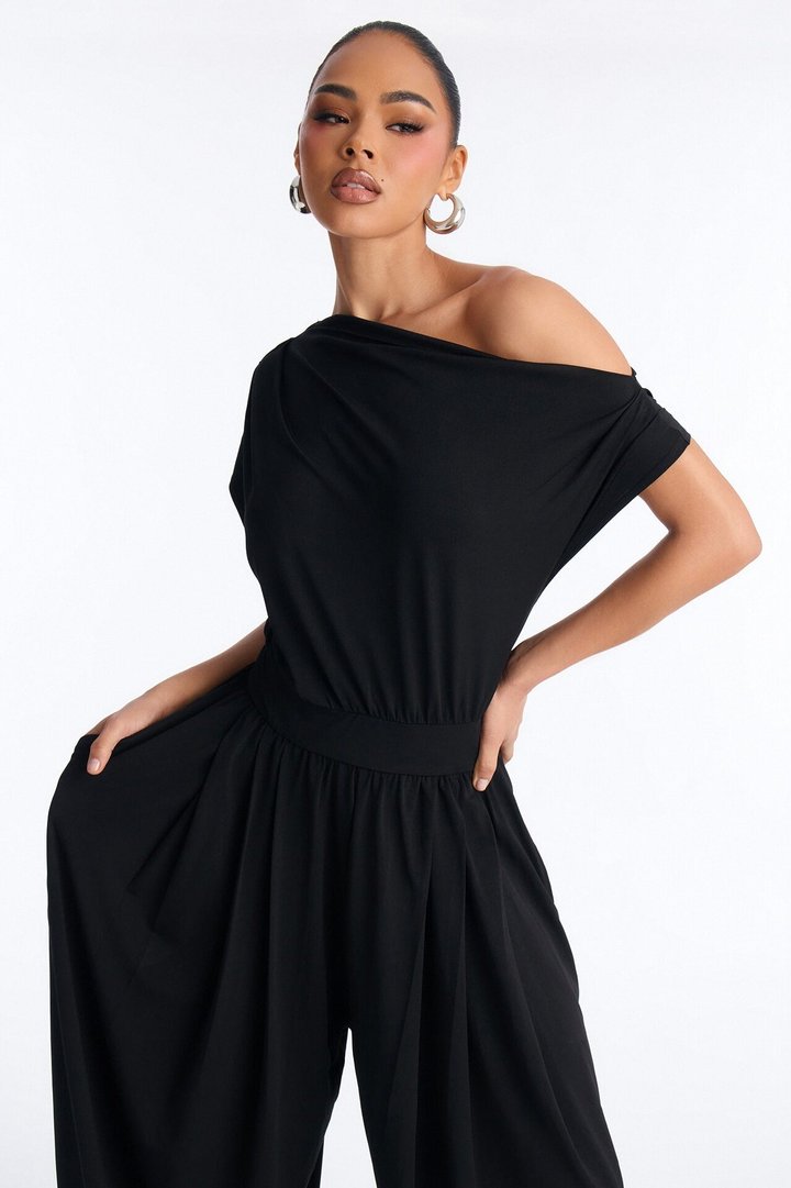 Belina Balloon Leg Off Shoulder Jumpsuit - Black