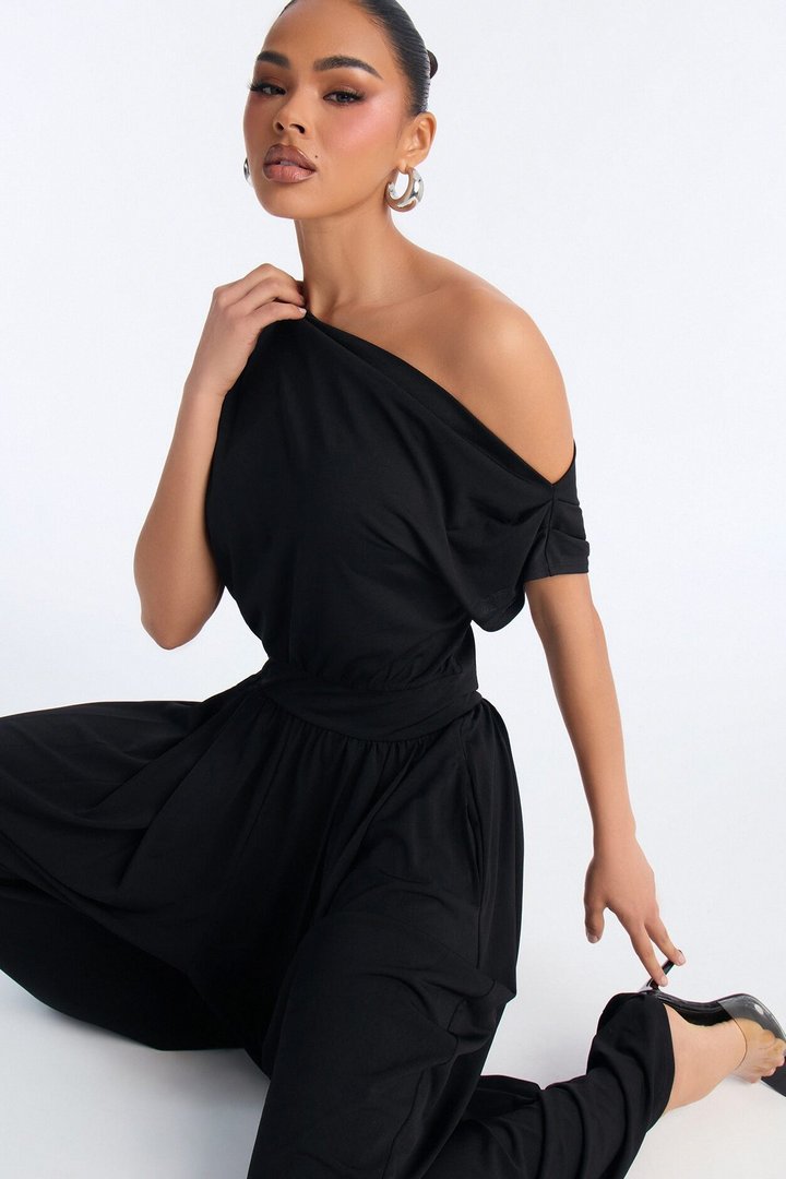 Belina Balloon Leg Off Shoulder Jumpsuit - Black