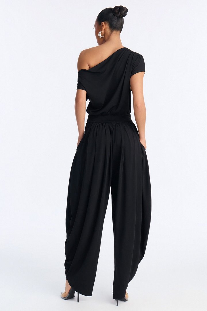 Belina Balloon Leg Off Shoulder Jumpsuit - Black