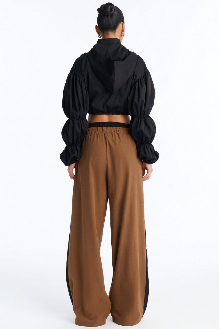 In The Mix Double Waistband Pant Set - Brown/combo