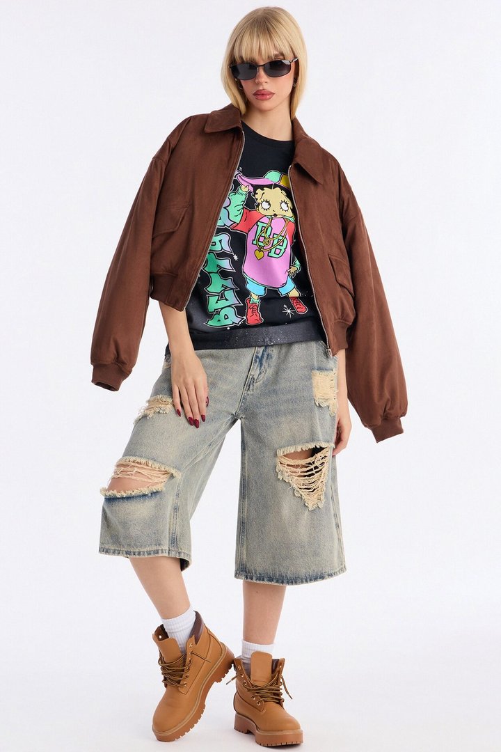 Betty Boop Paint Splatter Tee - Black Wash