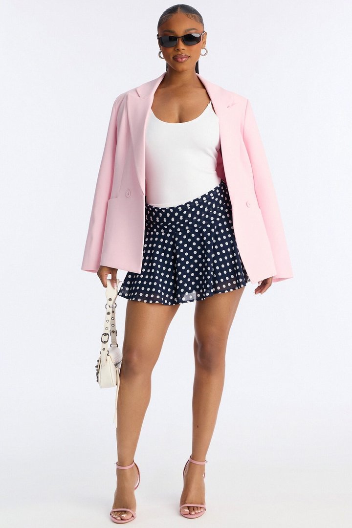 Emmie Chiffon Polka Dot Mini Skirt - Navy/combo