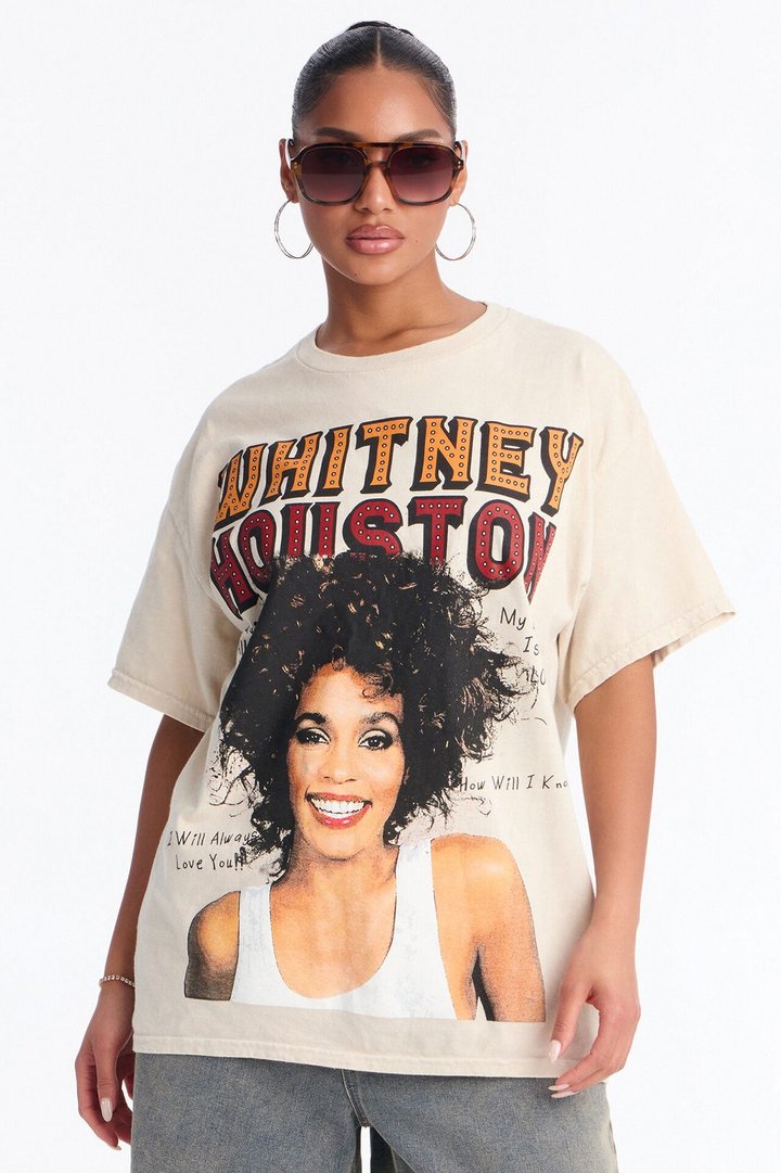 Whitney Houston Songs Washed Tee - Natural