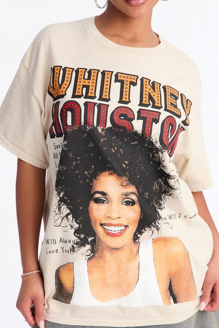 Whitney Houston Songs Washed Tee - Natural