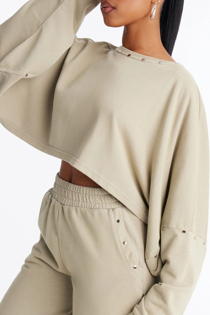 Charlie Washed Studded Pant Set - Sage