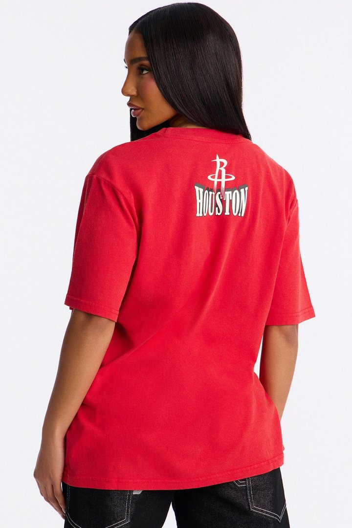 NBA Houston Rockets Washed Oversized Tee - Red