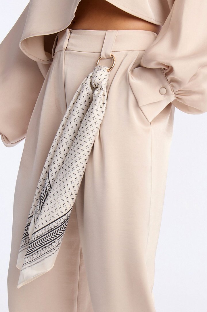 Not Your Typical Satin 3 Piece Pant Set - Champagne