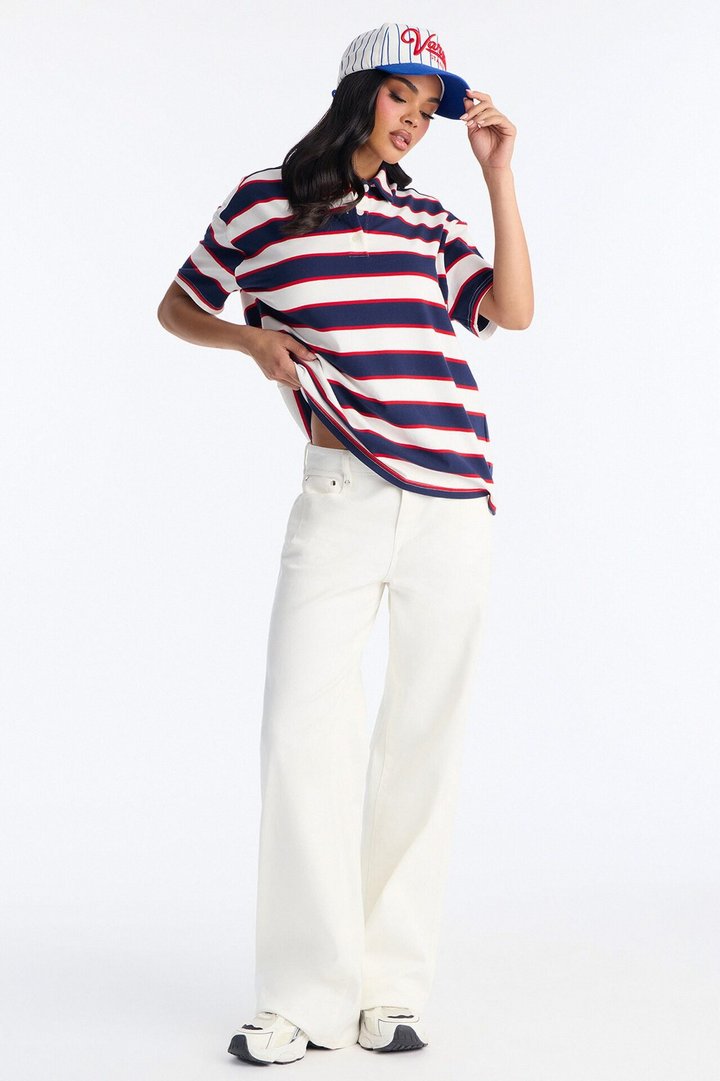 Santorini Studded Stretch Wide Leg Jeans - White