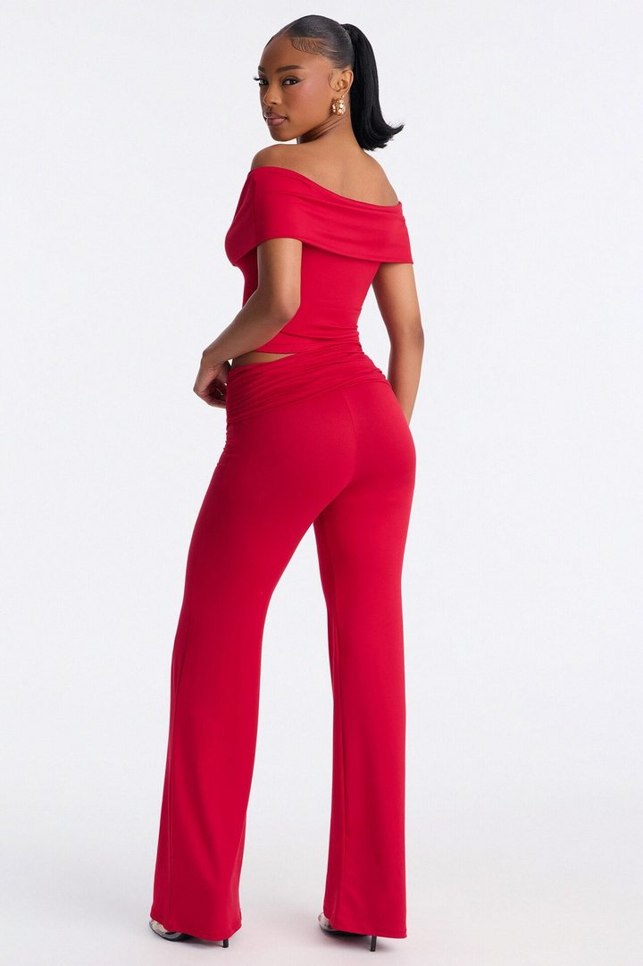 Mila Off Shoulder Pant Set - Red