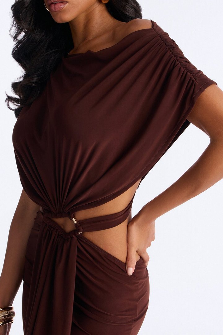Brandi Cut Out Micro Mini Dress - Chocolate