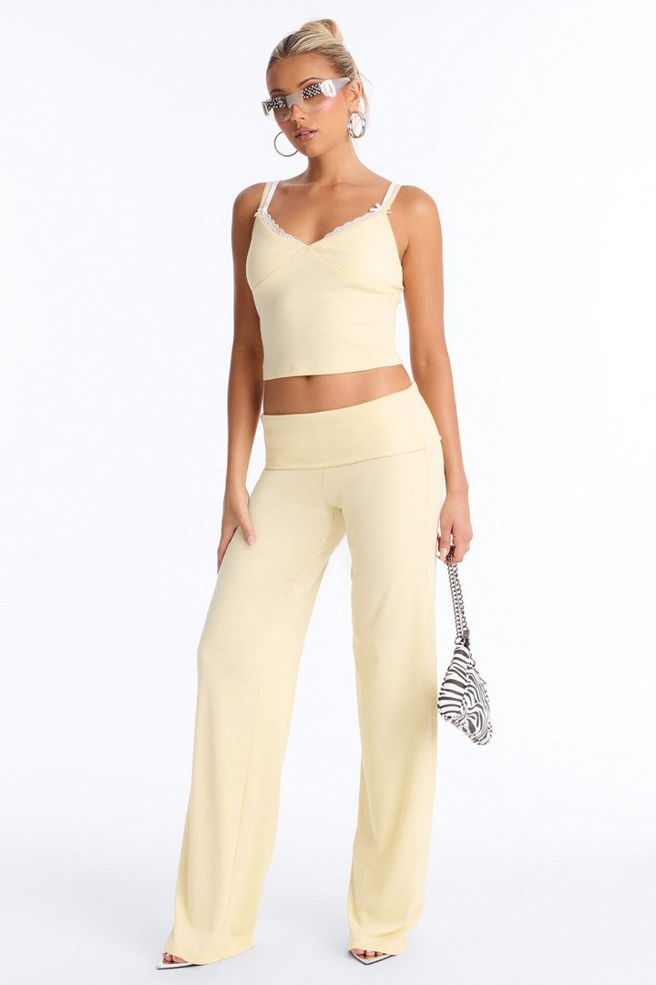 Golden Hour Foldover Waist Pant Set - Yellow