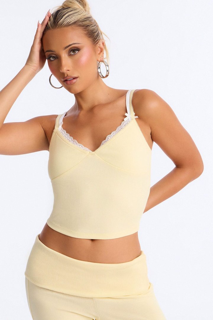 Golden Hour Foldover Waist Pant Set - Yellow