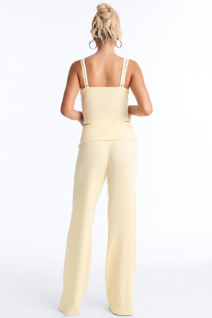 Golden Hour Foldover Waist Pant Set - Yellow