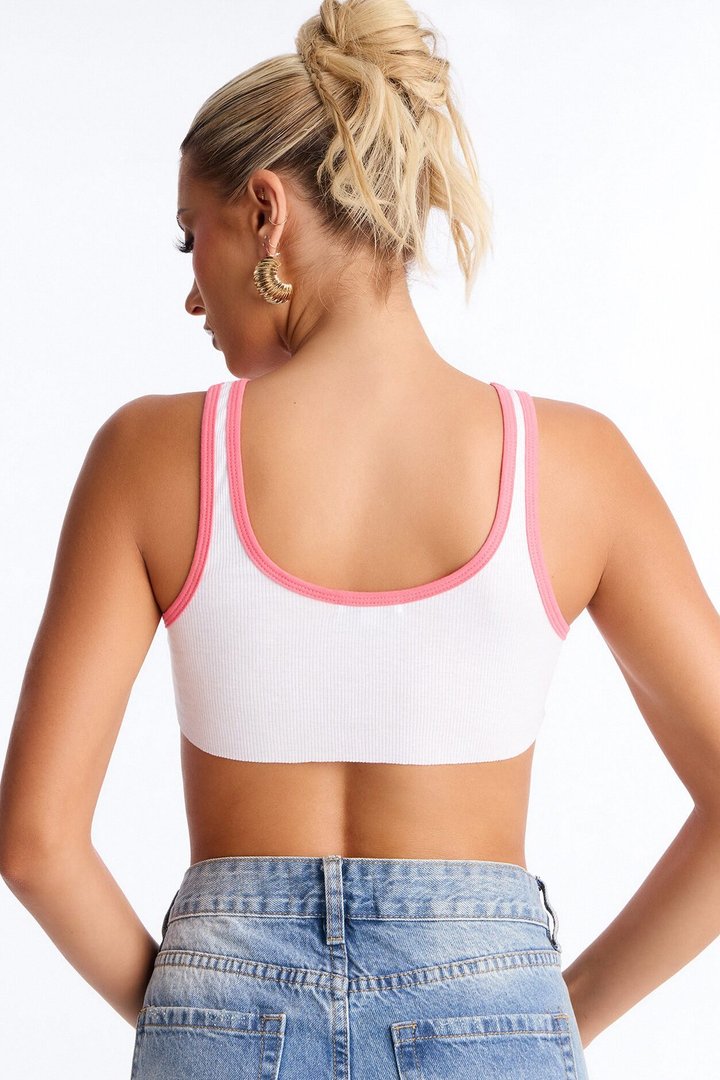 Wild West Ribbed Cropped Tank Top - White