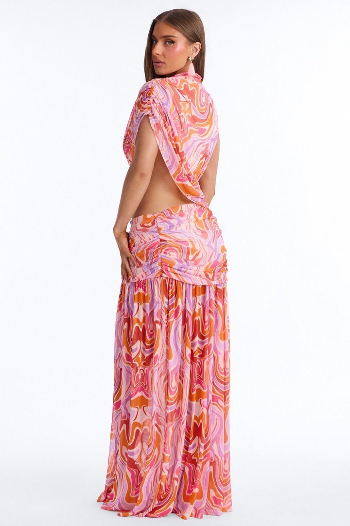 Raina Mesh Maxi Dress - Pink/combo