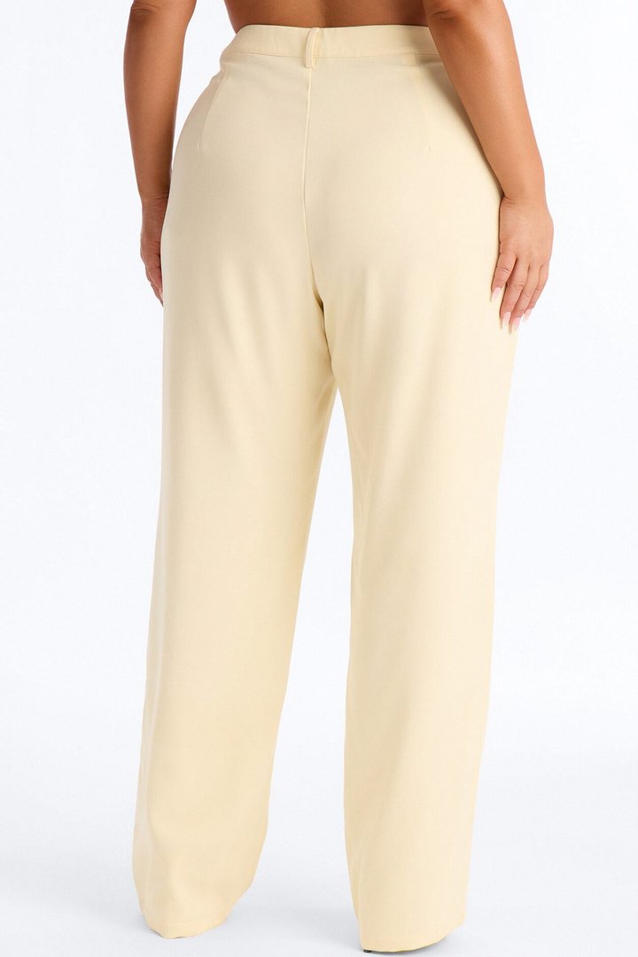 Everything in Order Pleated Straight Leg Trouser - Butter Yellow