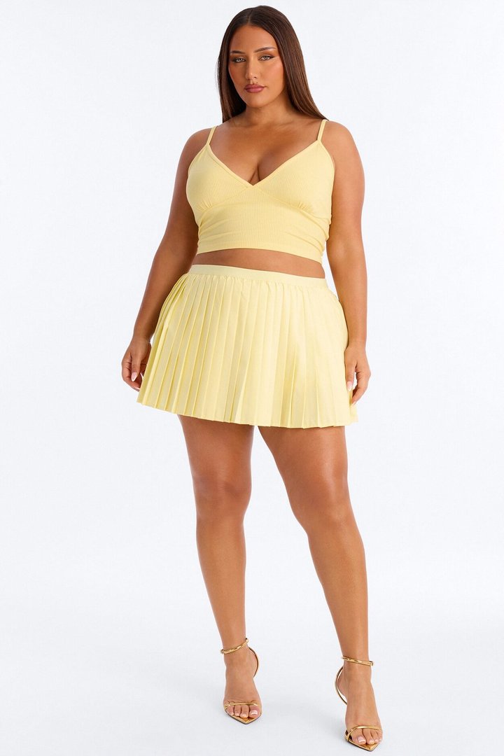 Sharon Pleated Skort - Butter Yellow