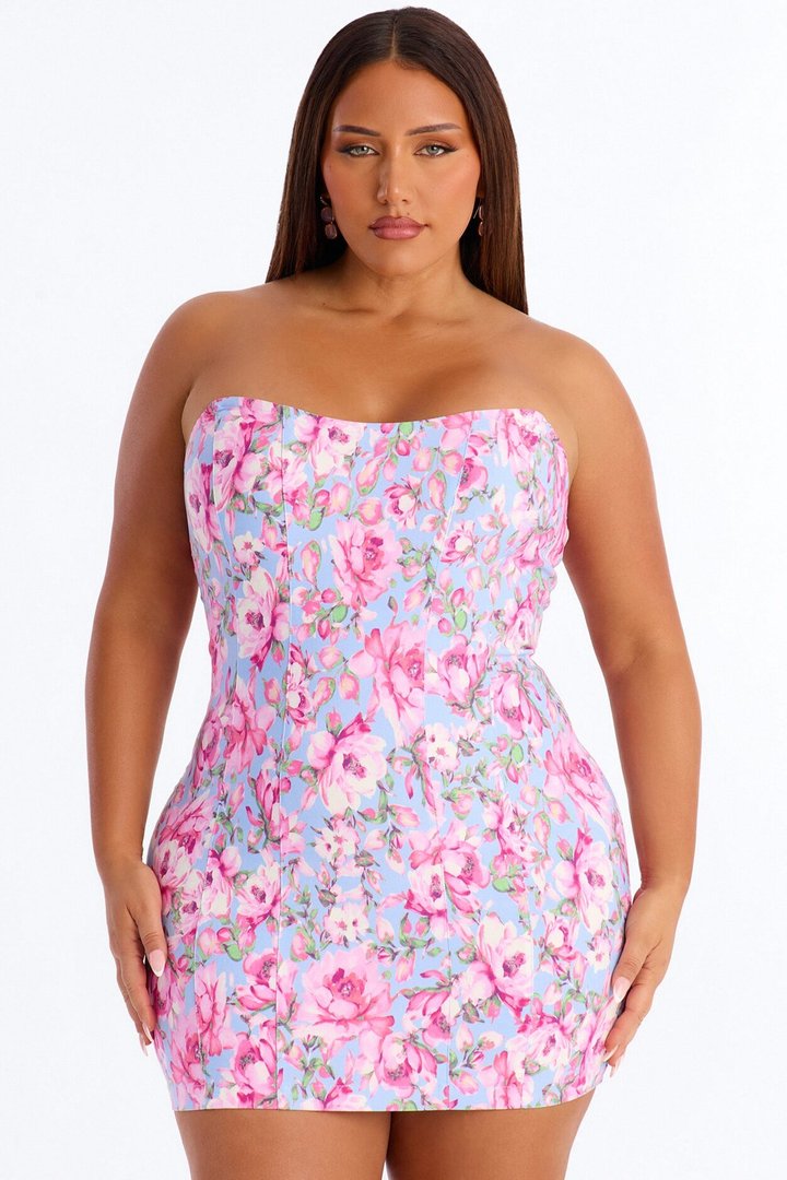 Your Honeybee Strapless Mini Dress - Blue/combo