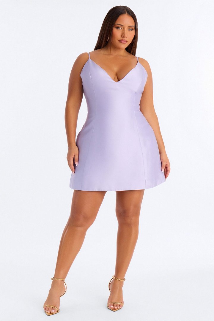 Eden A Line Taffeta Mini Dress - Lavender