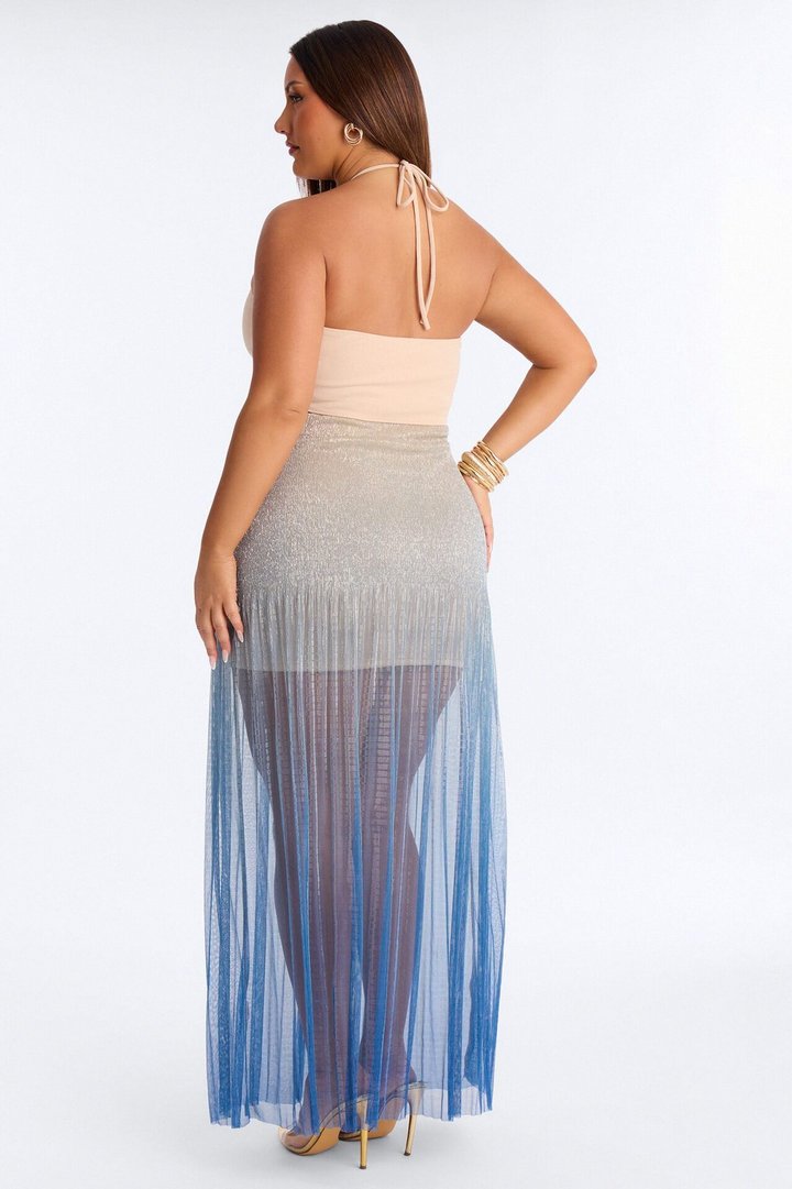 Aimee Ombre Metallic Maxi Dress - Teal/combo