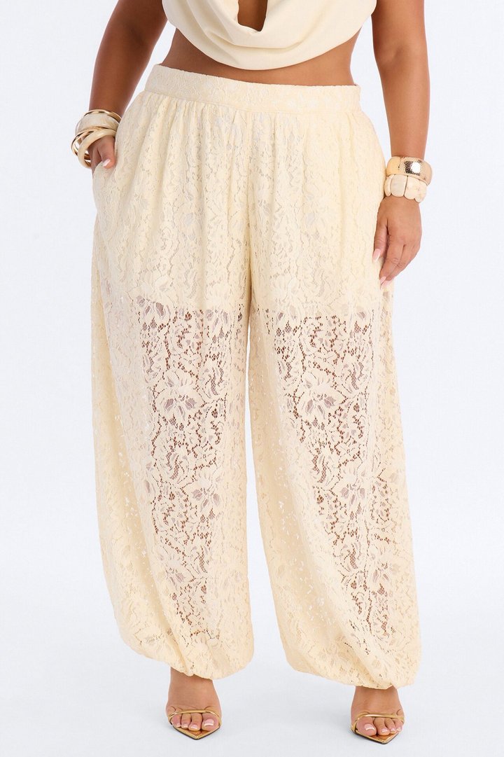 Barely A Secret Sheer Lace Balloon Pant 30″ - Ivory