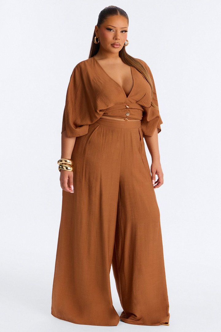Not So Complicated Linen Pant Set - Rust