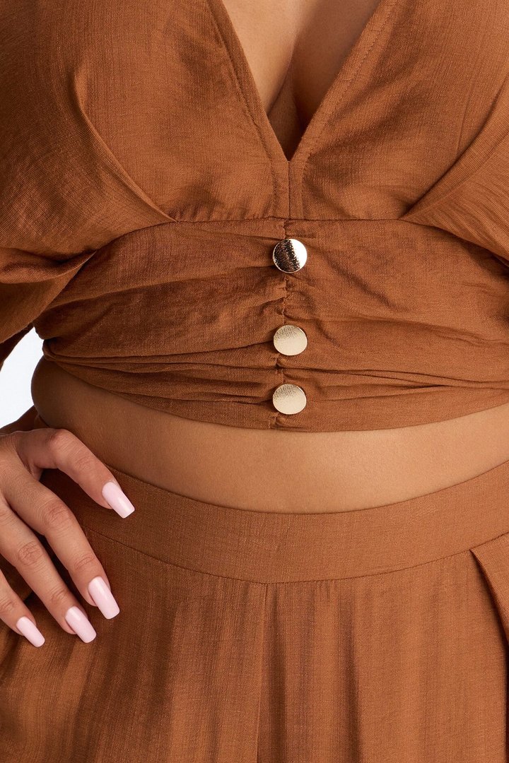Not So Complicated Linen Pant Set - Rust