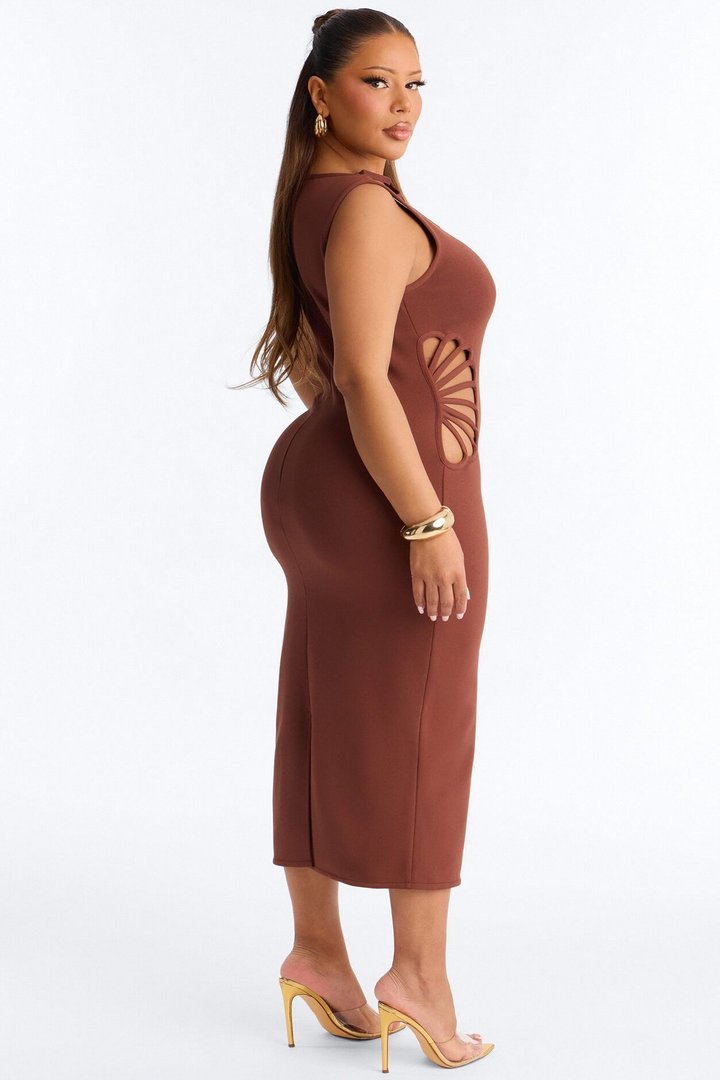 Sassy Angel Bandage Midi Dress - Brown