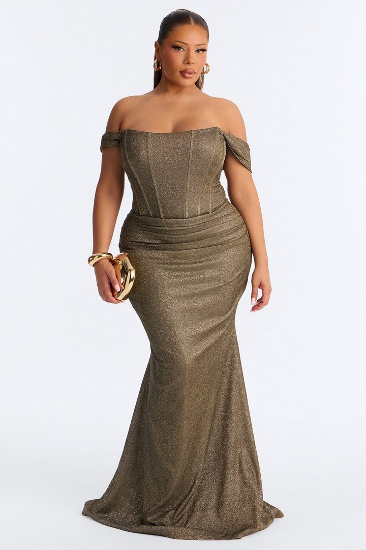 Maya Shimmer Gown - Bronze