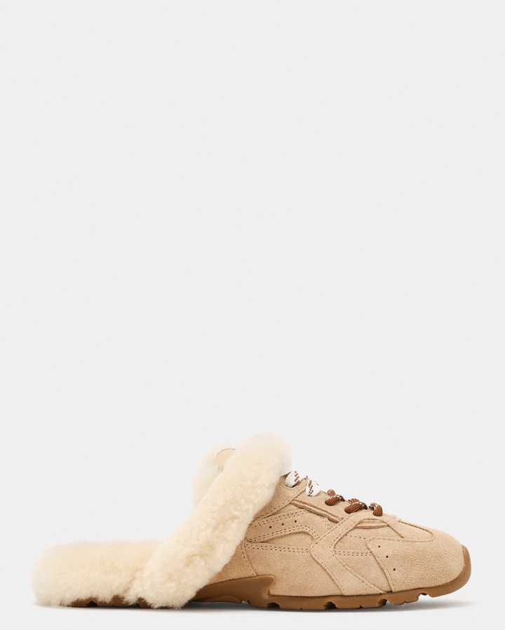 Steve Madden Aziel Faux Fur Suede Slip On Sneakers - Natural