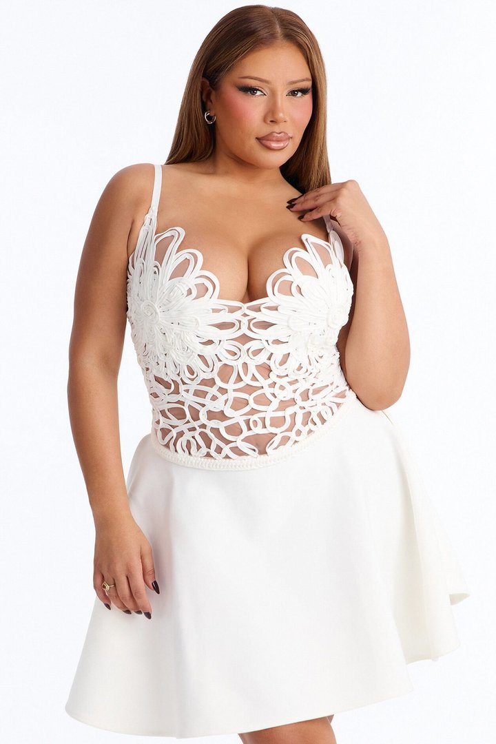 Monique Bandage Mermaid Mini Dress - White