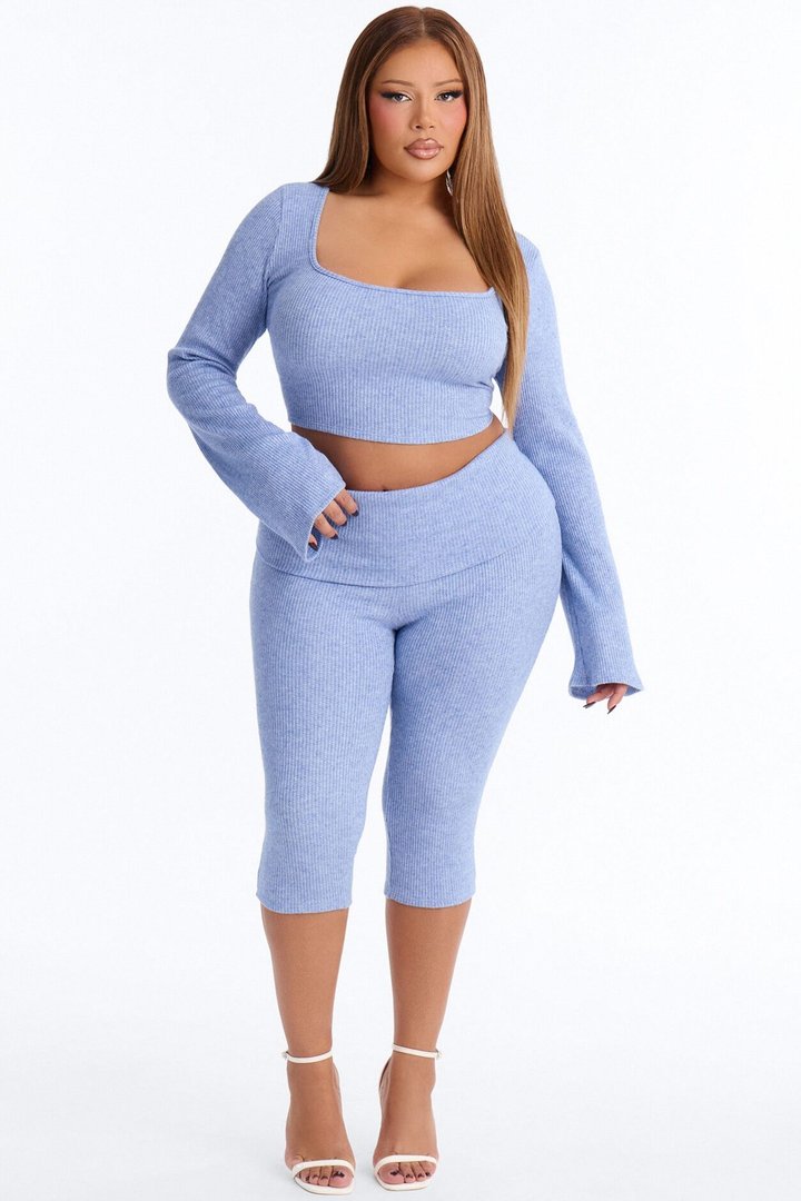 Paulina Thermal Capri Set - Blue
