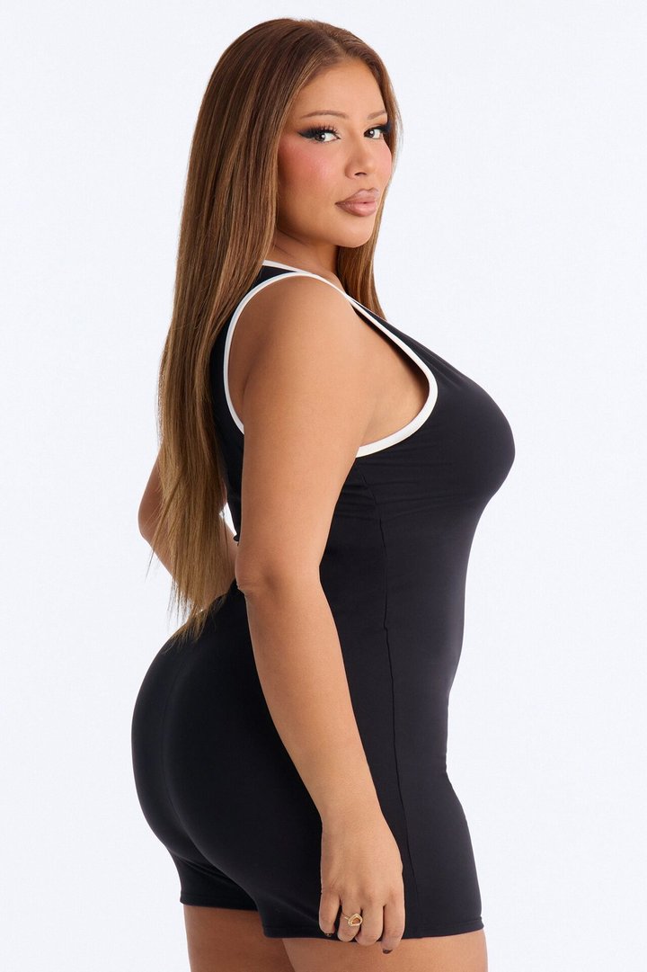 Easy Going V Neck Romper - Black