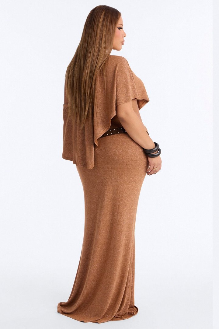 Miranda Belted 3 Piece Skirt Set - Camel