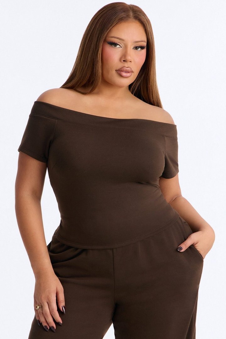 Maya Easy French Terry Pant Set - Chocolate