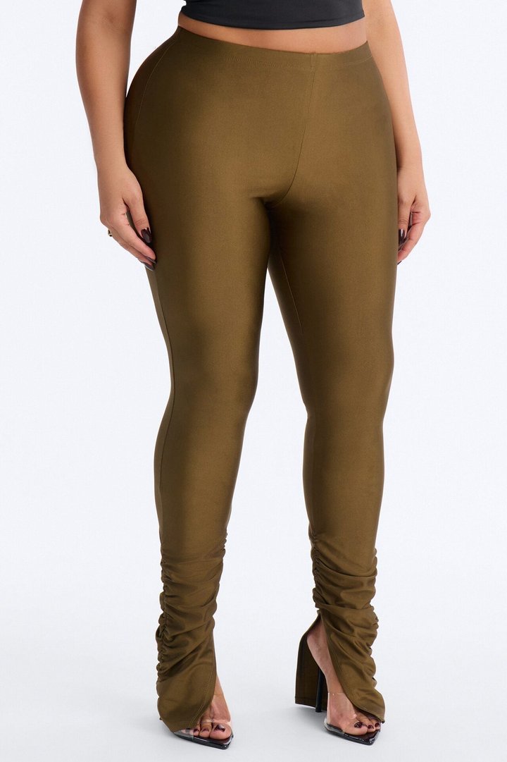 Always Confident High Rise Tricot Ruched Legging - Military Green
