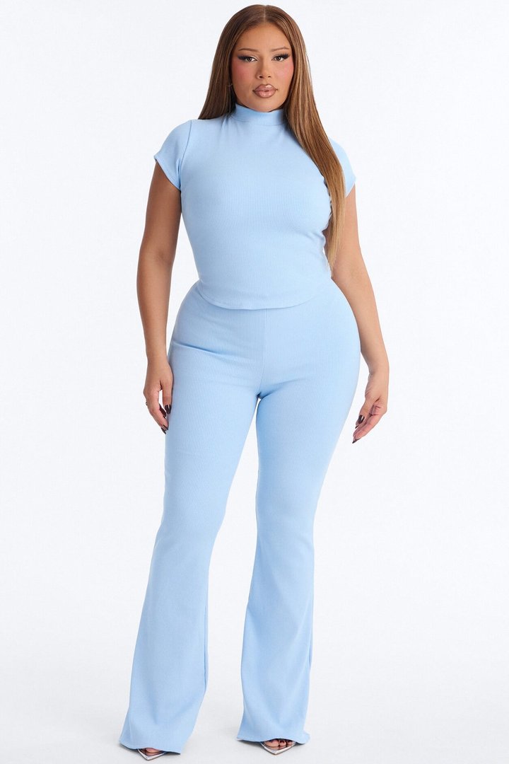 Valentina Snatched Straight Leg Pant Set - Light Blue