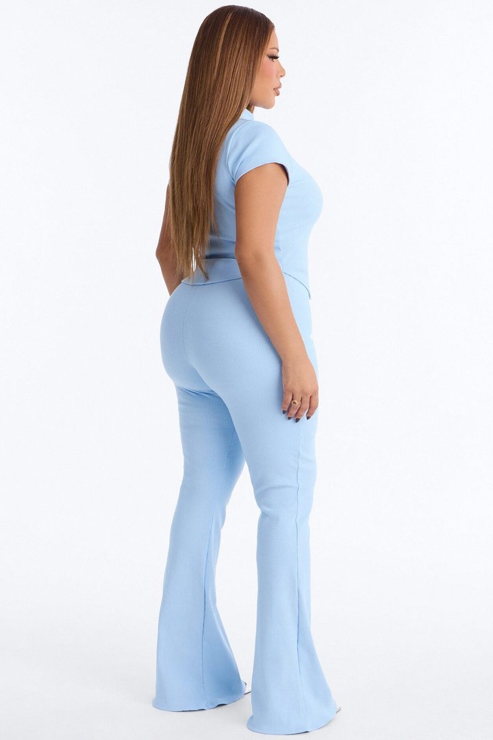 Valentina Snatched Straight Leg Pant Set - Light Blue